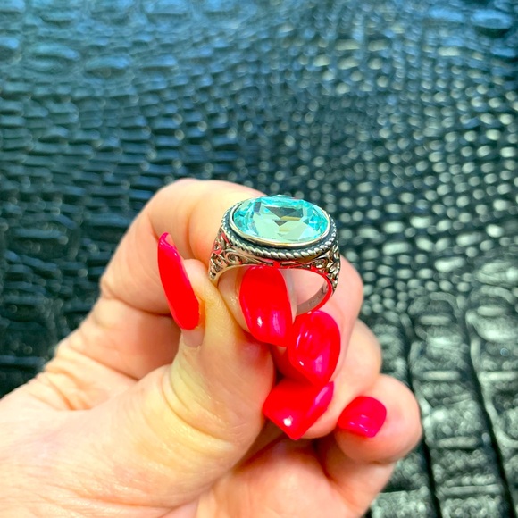 Italian filigree silver dichroic stone Sz 7 - Picture 2 of 4